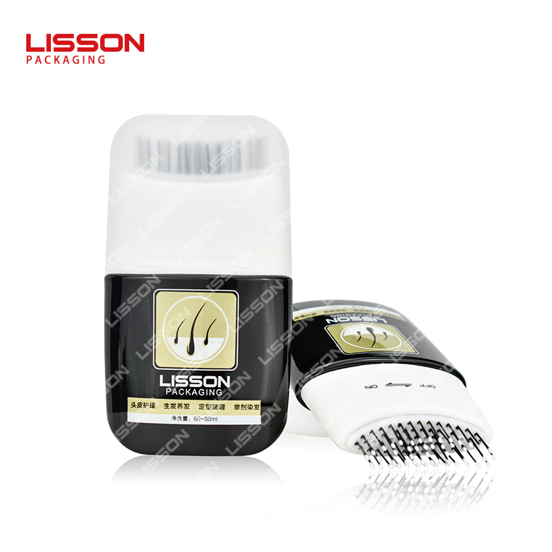 60ml 80ml Plastic HDPE Squeeze Bottle Hair Scalp Care Bottle with Nylon Brush Applicator